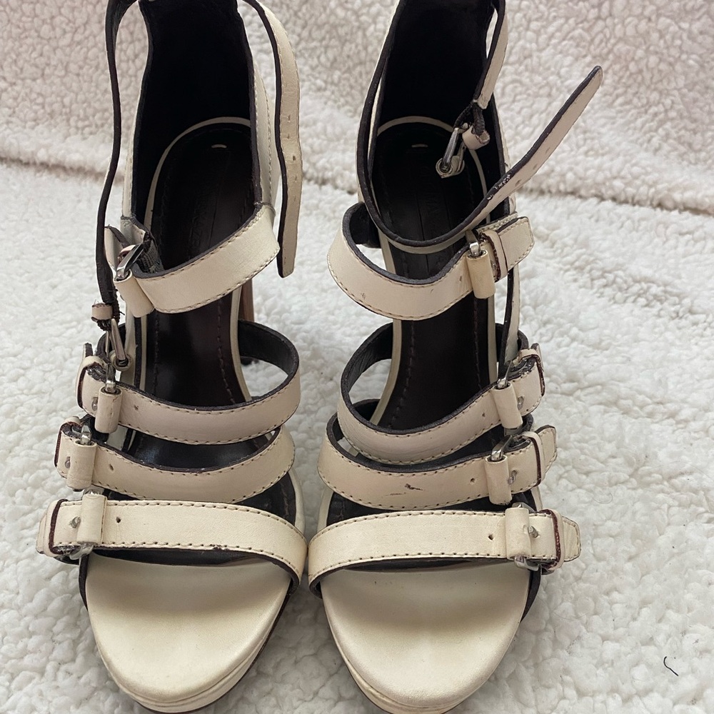 BCBGMaxAzria Cream High-Heeled Sandals with Straps
